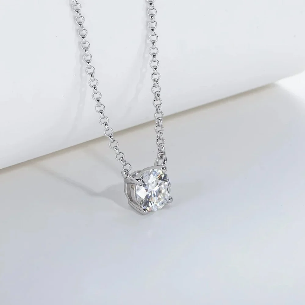 Certified 2 ct. t.w. Moissanite Diamond Solitaire Necklace NEW A